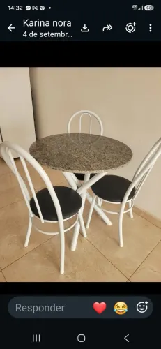 Mesa granito e 3 cadeiras