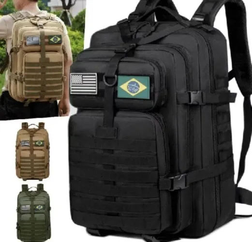 Mochila tática 50 litros grande impermeável disponível na cor bege