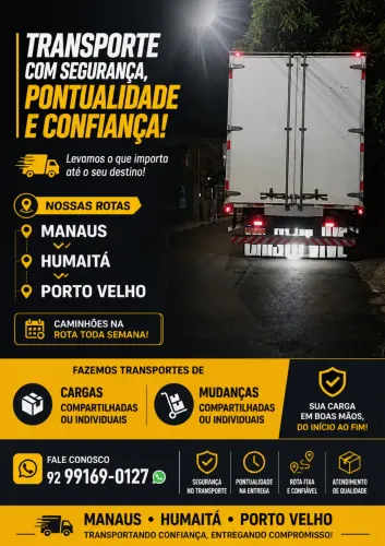 Fretes mudança Manaus Porto Velho Boa Vista