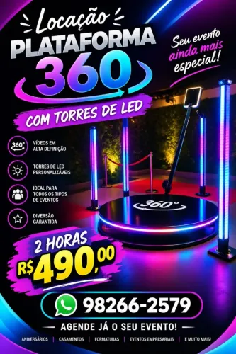 Plataforma 360 Outubro promoção 2 Horas com Torres de LED