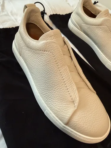 ZEGNA Tênis Triple-Stitch - Branco em Couro