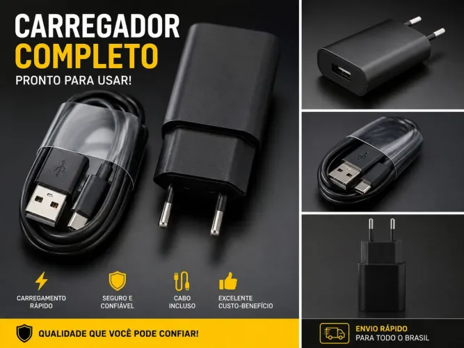 Carregador Tipo C Para Samsung Motorola Xiaomi LG