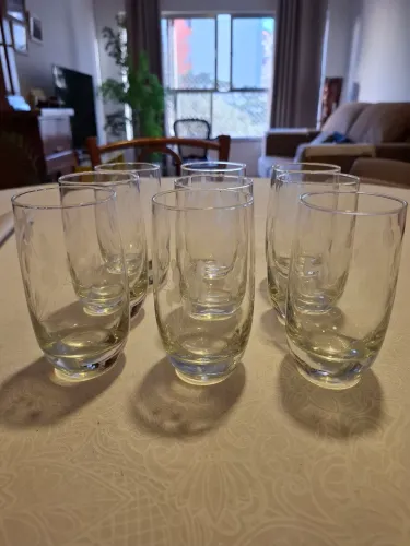 10 copos de vidro decorado fundo reforçado para agua e suco 11cm 