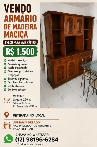 Armário de Madeira Maciça