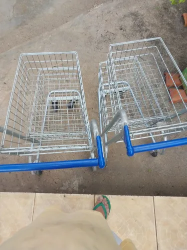 Dois carrinhos de supermercado duplo 90 litros
