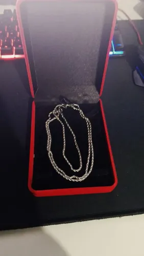 Kit corrente + pulseira banhando a prata (novo)