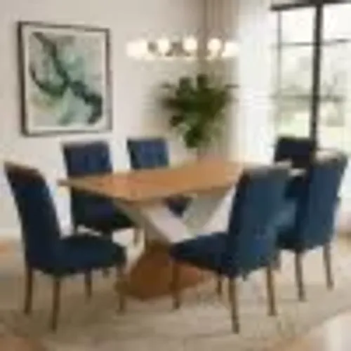 Mesa de Jantar Fortaleza C/6 Cadeiras em Linho tt4 S