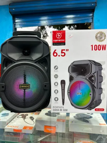 Caixa de som potente 100w com microfone Bluetooth Rádio Pendrive recarregável bivolt