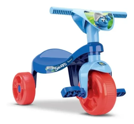brinquedo triciclo velocipe infantil menino smurf azul samba toys 1020-oferta
