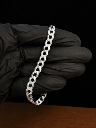 Pulseira de prata grume 7mm com garantia eterna + limpa prata de brinde 