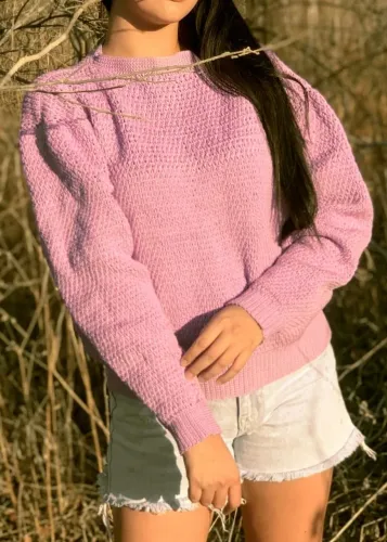 Camisa de crochê lilás