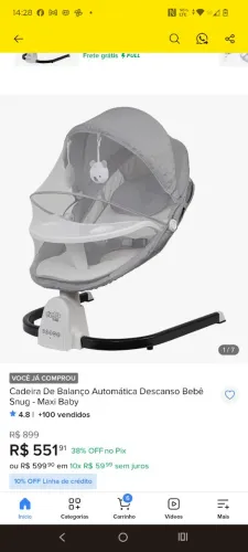 Cadeirinha de balanço Max baby 