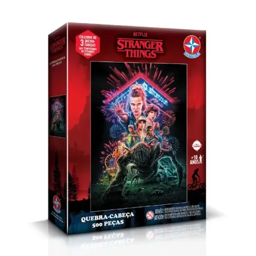 quebra cabeça 500 peças estrela - stranger things 3 temporada