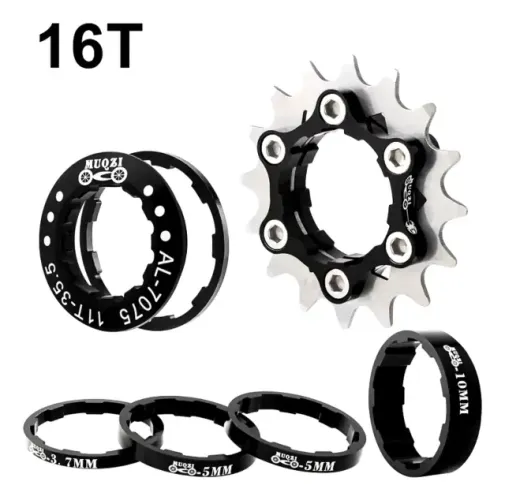 Kit Conversão Muqzi Cog Catraca Unica Cubo Cassete  16T