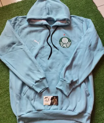 Blusa Moletom Palmeiras Azul Modelo Canguru Pronta Entrega