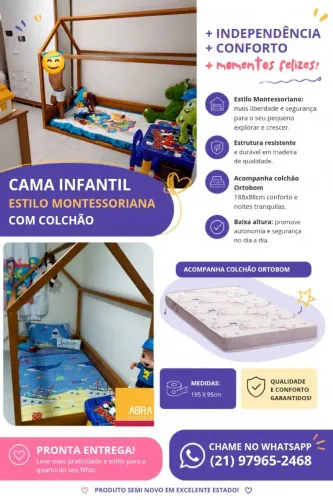 Cama infantil Montessoriana + Colchão Ortobom