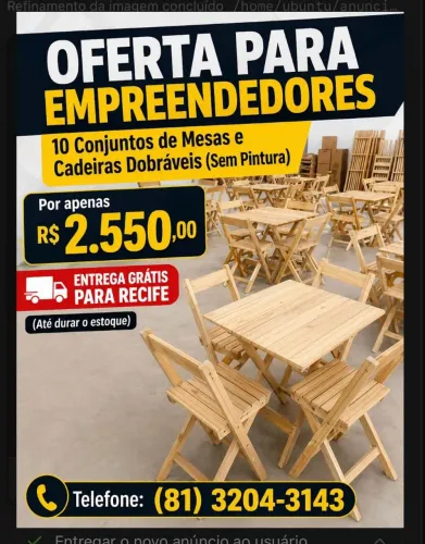 Mesa e cadeiras dobrável 70x70