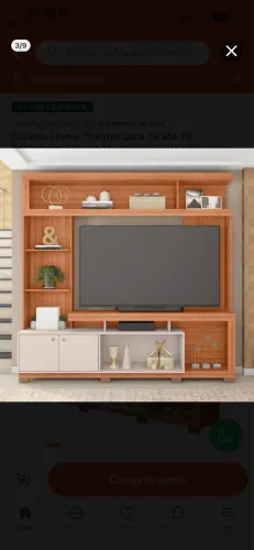 Estante Home Theater para TV até 70 Polegadas Atlanta Madeirado / Off White Caemmun
