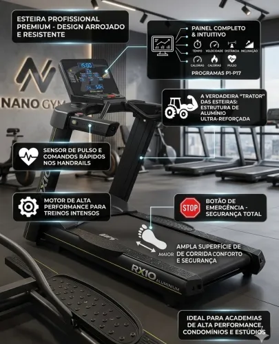 Esteira RX10 Aluminium Performance e Estilo Com Moderno Sistema de Inclinação!!!