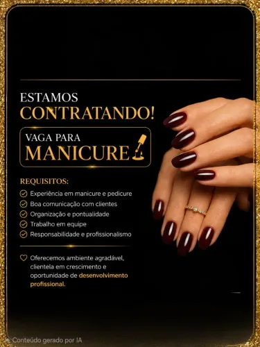 Manicure, podologa, Lash design, auxiliar de cabelo...