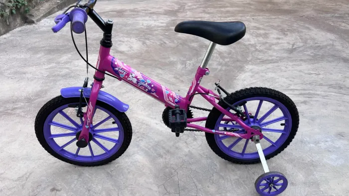 Bicicleta Infantil Aro 16 Ultra Bikes Kids C/ Rodinha Rosa/lilás