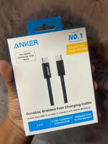 cabo Anker Zolo USB-C para USB-C trançado de 240W (1 metro / 3.3 ft).