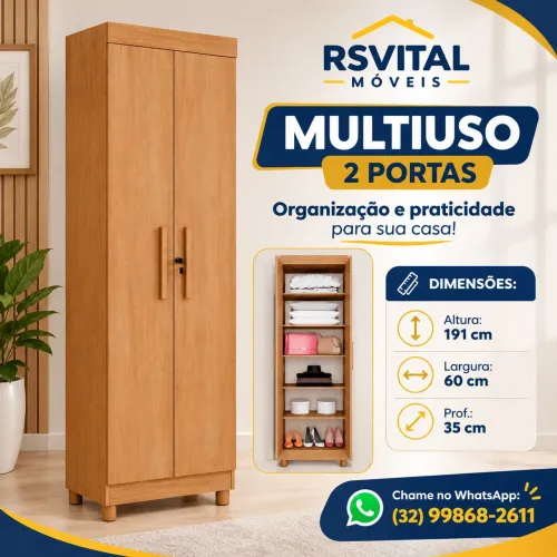 PROMOÇÃO-ARMÁRIO MULTIUSO 2 PORTAS COM CHAVE (NA EMBALAGEM)