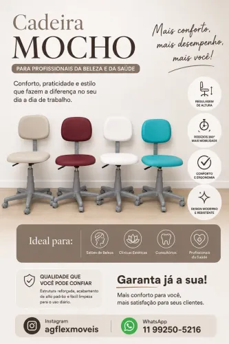 Cadeira mocho base cinza | Novo dentista estética manicure
