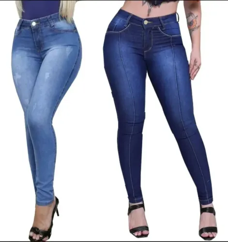 Kit 2 Calças Jeans Cintura Alta Com Lycra por 170$