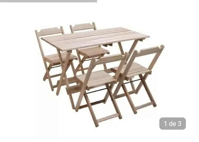 Jogo mesa 120x70 + 4 cadeiras sem pintura