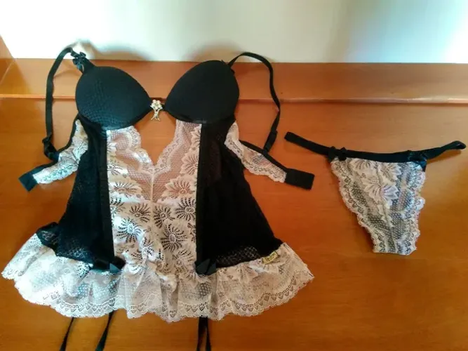 Conjunto corselet com cinta liga e calcinha M