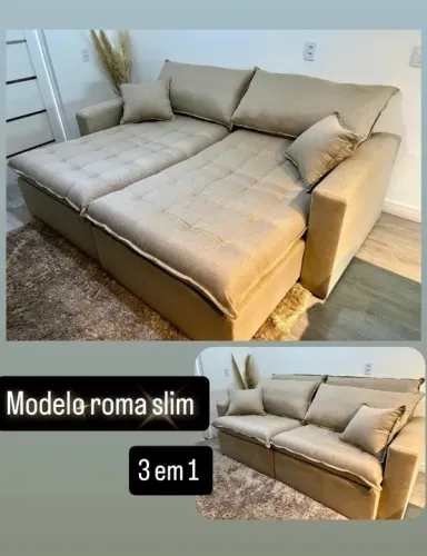 Sofá Cama Roma Slim 3 em 1 ideal para Apartamento