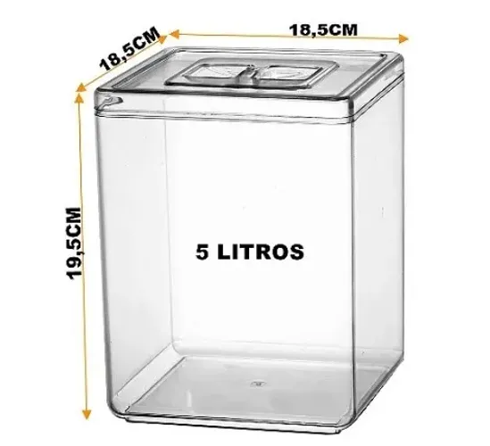 Pote de Acrílico quadrado 5 litros c/tampa