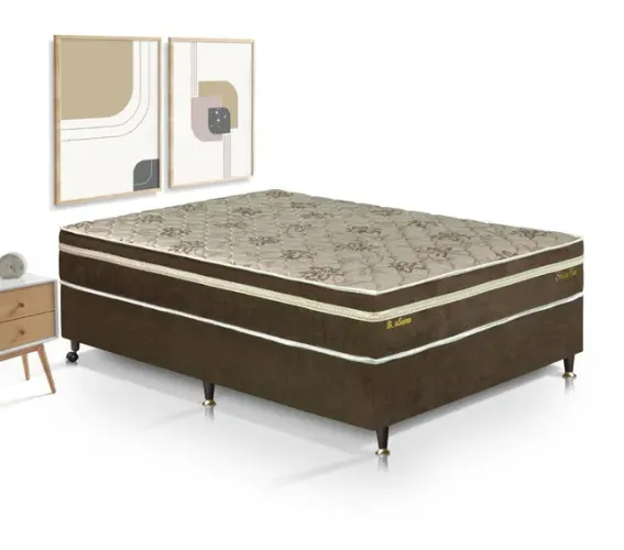 Conjunto box casal Bon sono molas ensacadas base e colchão 