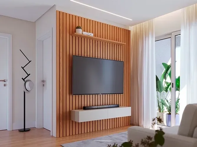 Painel Ripado com Nicho Modern a65