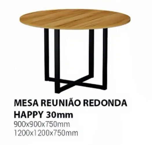 Mesa de Reunião Redonda Happy 30mm