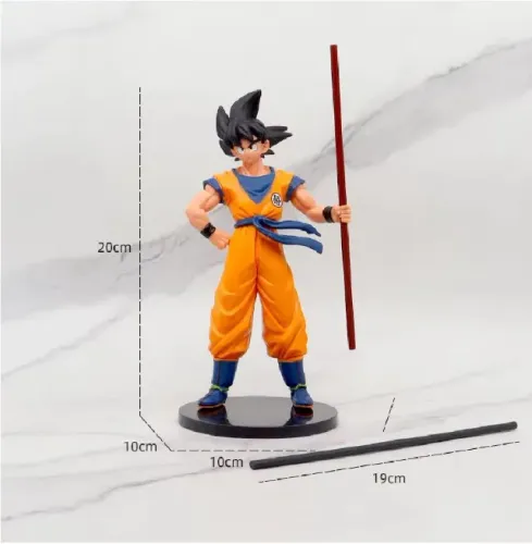 Estátua Dragon Ball Goku aprox 20cm C/ Bastao
