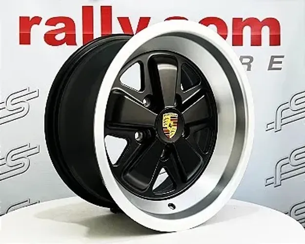 Jogo de Roda Porsche Fuchs 911 Preto Borda Diamantada 5x130 - 16x7 e 16x8 Offset 23 e 10 