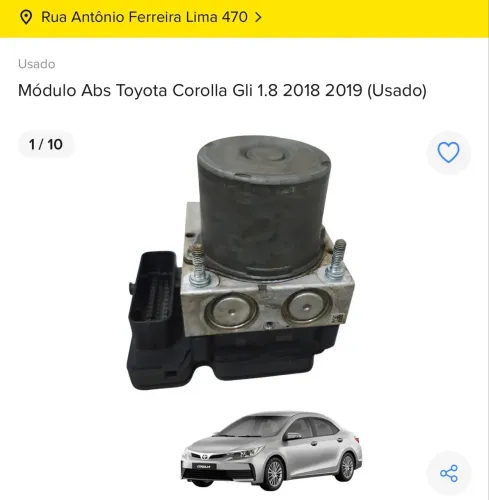 MÓDULO ABS TOYOTA COROLLA GLI 1.8 AUTOMÁTICO 2018 