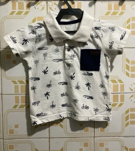 Camisa Polo Branca Infantil, Tam 2