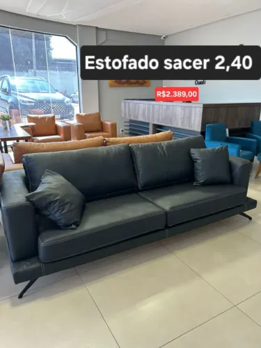 Estofado sacer sofá para escritório em courino brinde 2 almofadas