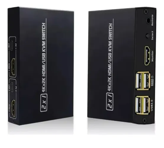 Chaveador Kvm 2x1 Hub Hdmi Usb 2.0 E Switch Suporte Mouse Teclado 4k