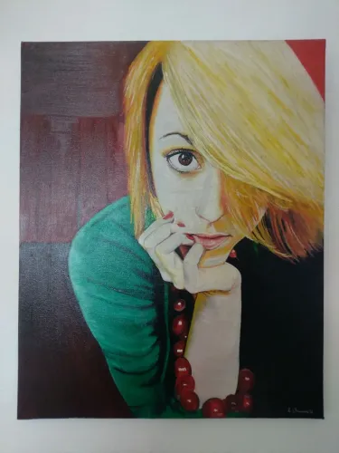 Quadro de pintura a óleo de mulher 40x50 cm