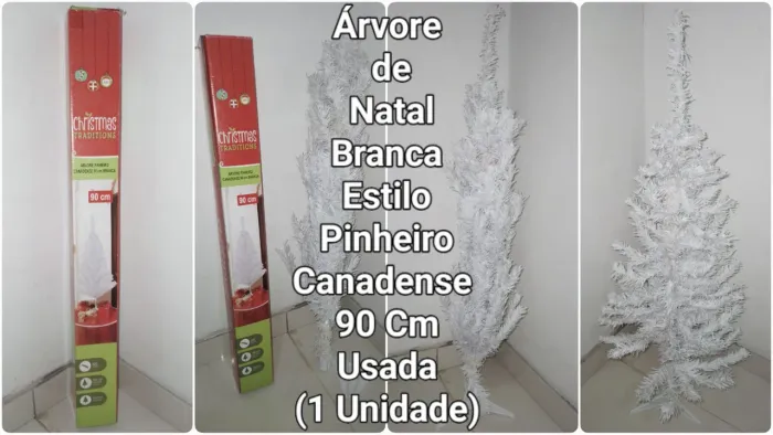 Árvore de Natal Branca Estilo Pinheiro Canadense 90cm