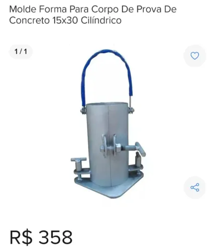Forma de corpo de prova 15x30 usada (foto ilustrativa)