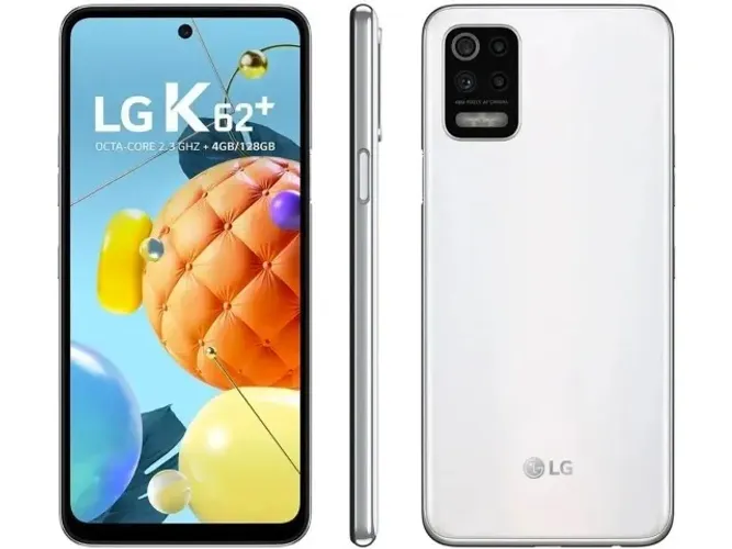  Smartphone LG K62+ 128GB Branco 4G Octa-Core - 4GB RAM Tela 6,59? Câm. Quádrupla + Selfie