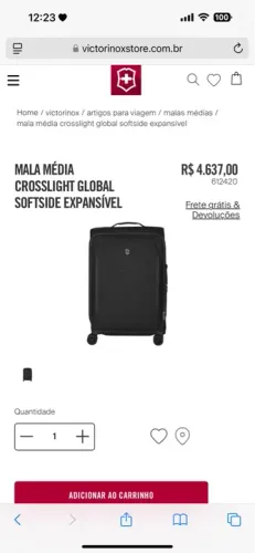 Mala Média Victorinox Crosslight Global Softside Expansível
