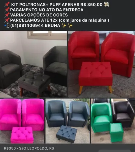 Kit Poltronas + Puff - Apenas R$ 350,00