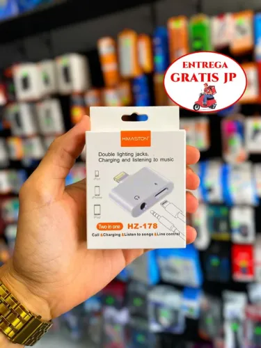 ADAPTADOR DUPLO LIGHTNING IOS + Auxiliar P2 HMASTON HZ-178