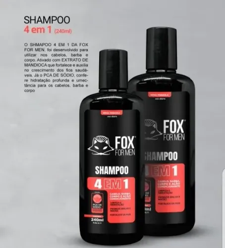 Shampoo 4 em 1 Fox For Men - Cabelo, Barba e Corpo